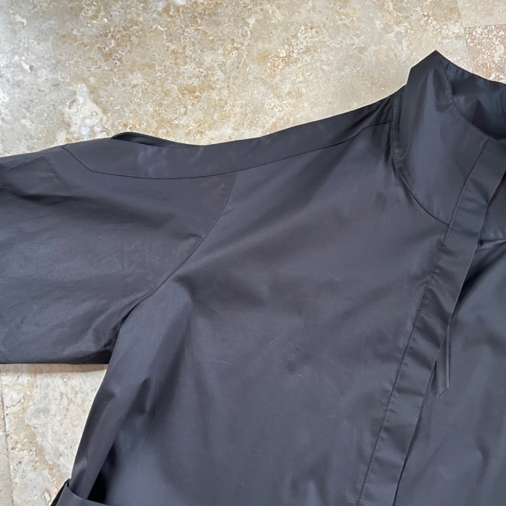 DKNY Black Cold Shoulder Cotton Shirt Dress With Belt, Size L - Picture 9 of 16